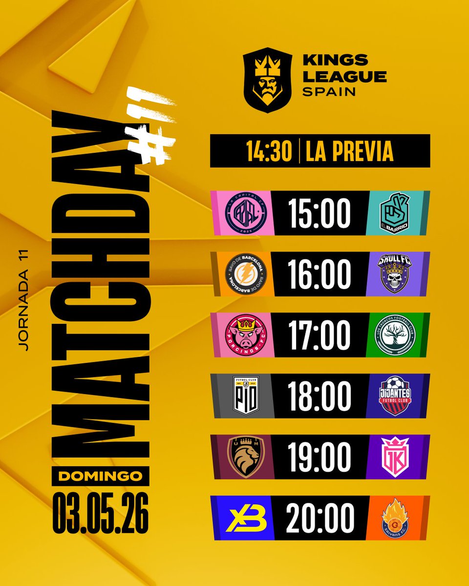KingsLeague's tweet image. 🗓️ Horarios confirmados para la última jornada de temporada regular.