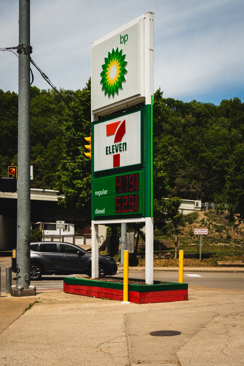 AmericanExpat6's tweet photo. A BP and 7-Eleven gas station sign displays a price of $4.19 for a gallon of regular unleaded fuel in Charleston, https://t.co/T6mQ54Q7c2., Monday, April 27, 2026. Prices at several stations in the capital city have risen in excess of $4 per gallon following recent volatility. https://t.co/TCk7oGYluz