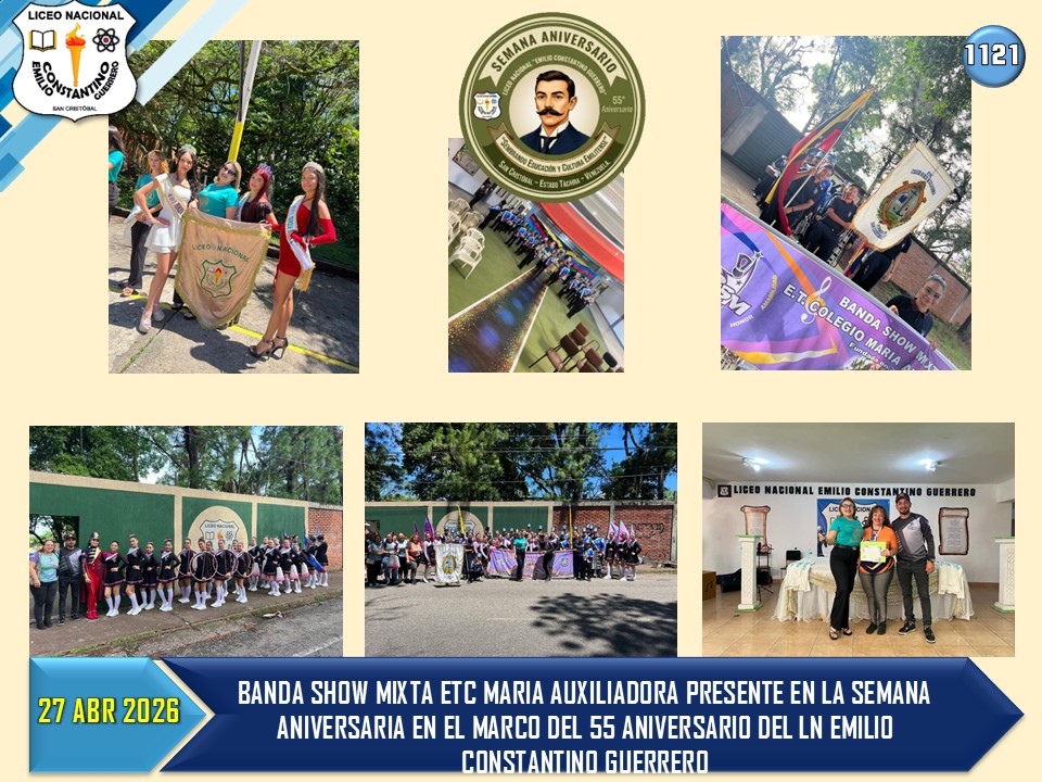 27 ABRIL 2026 - ACTIVIDADES DEL DIA EN EL MARCO DEL 55 ANIVERSARIO DEL LICEO NACIONAL EMILIO CONSTANTINO GUERRERO. <a href="/Berzabethg1/">Berzabethgandicaoficial</a> <a href="/CDCETachira/">CDCE Táchira</a>