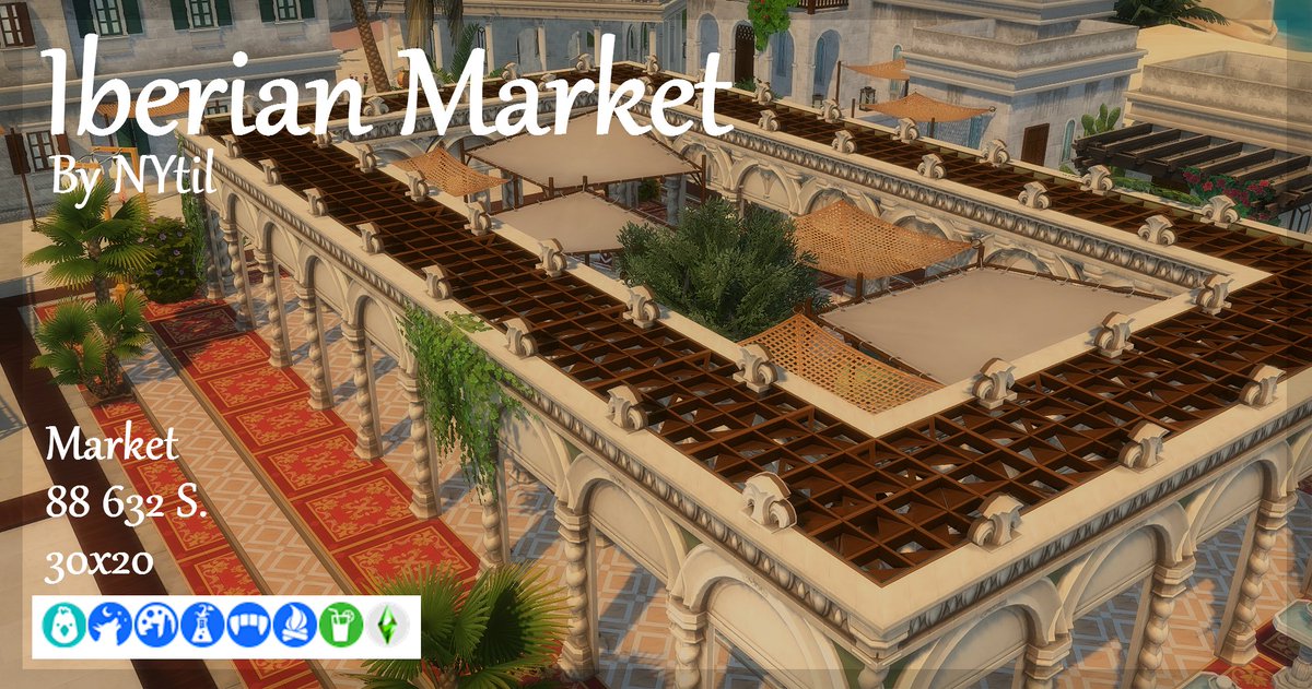 NytilSims's tweet photo. Bidonjour ! 

Un petit tour en Ibérie caucasienne avec "Iberian Market", cette semaine ! 

https://t.co/j4GCmFH3lb

Cette construction sera en accès libre à partir du 19 mai 2026 
Que la dinguerie des sims soit sur vous \o/

#TheSims4 #NytilSimsStorybook #nocc #build #sims4 https://t.co/IVF3fnKWW6
