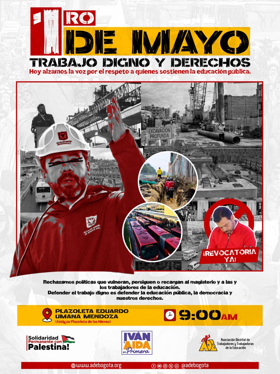 ✊🏻 𝟭 𝗗𝗘 𝗠𝗔𝗬𝗢 | 𝗧𝗿𝗮𝗯𝗮𝗷𝗼 𝗱𝗶𝗴𝗻𝗼 𝘆 𝗱𝗲𝗿𝗲𝗰𝗵𝗼𝘀
Hoy alzamos la voz por el respeto a quienes sostienen la educación pública. Rechazamos las políticas que vulneran y recargan al magisterio y a la clase trabajadora.

Defender el trabajo digno es defender la