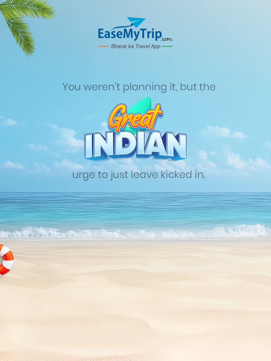 EaseMyTrip's tweet image. The Great Indian Summer Travel Sale is LIVE.
Flights, hotels, holidays priced right before they push back on you.

Book smarter with EaseMyTrip. 
*T&amp;amp;C apply

#TravelSale #EaseMyTrip #SummerTravel