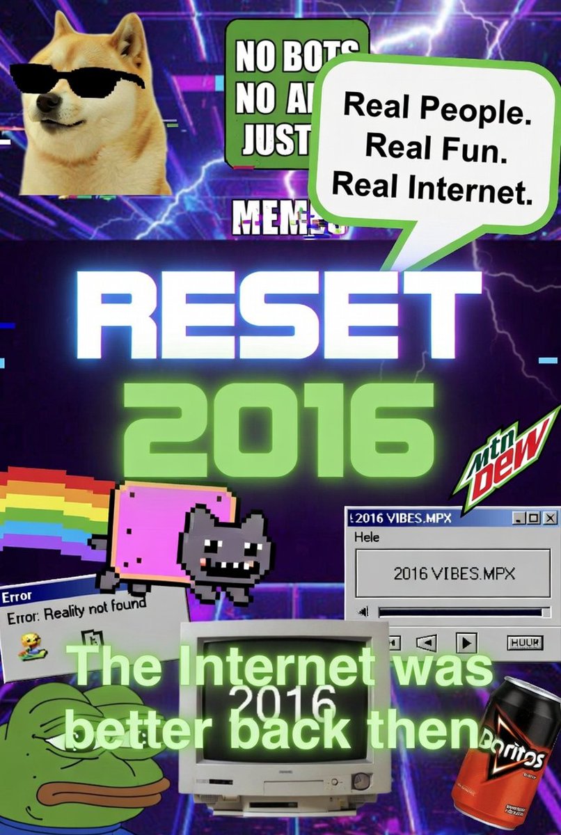 Reset2016x's tweet photo. Who else misses the old internet? 😭

Tag someone who gets it.

Favorite 2016 meme? 👇

RESET 2016

#2016Vibes https://t.co/qJHBi34Vp5