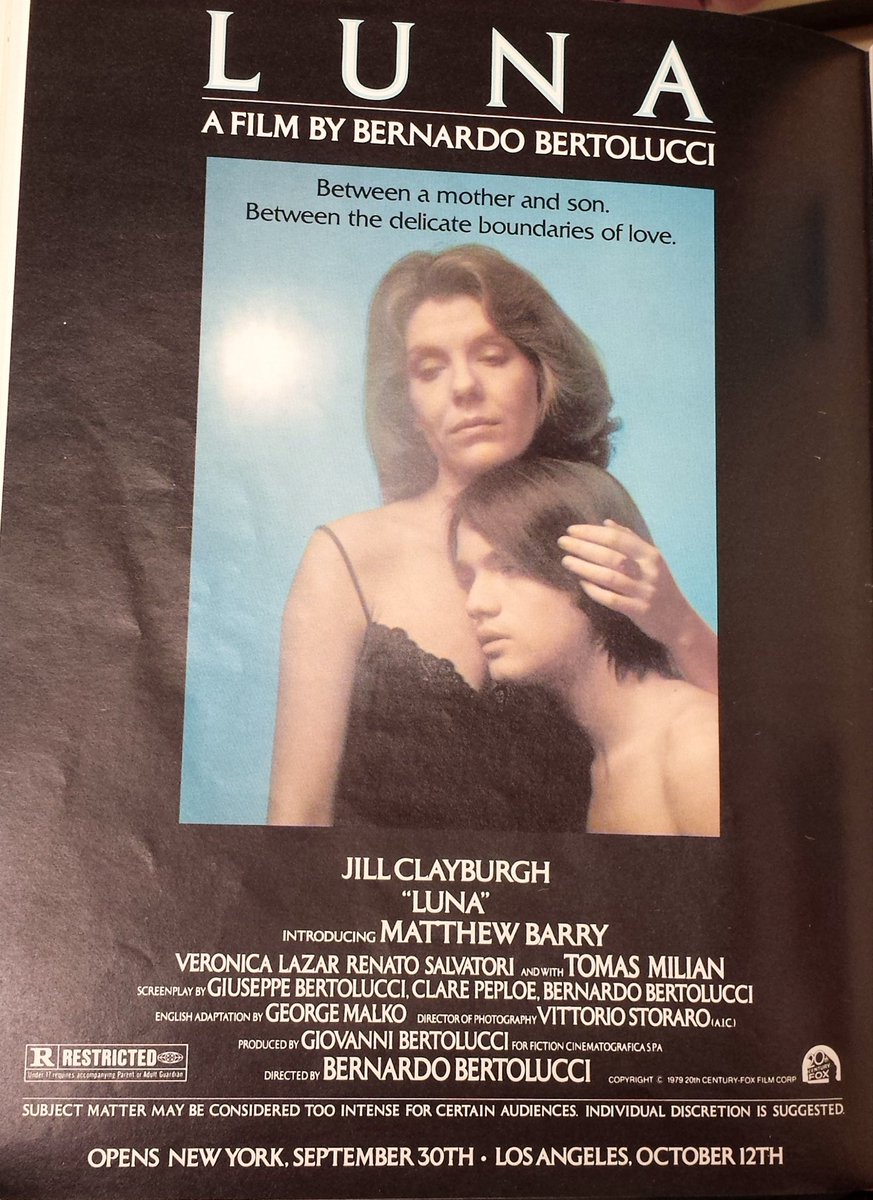 ClassicHBOGuide's tweet image. April 1981 @HBO - the extremely controversial film starring Jill Clayburgh: LUNA - guide ad, stills, magazine ad #1970s #cinema