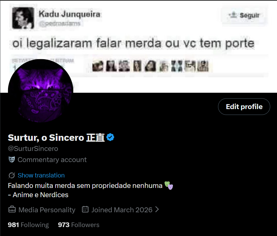 Surtur, o Sincero 正直 tweet media