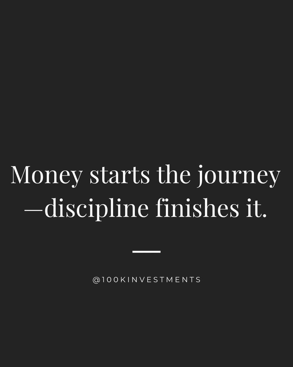 100kinvestments's tweet image. Start With Money, Finish With Discipline 💸🔥 #MoneyMindset #WealthBuilding #FinancialDiscipline #InvestSmart