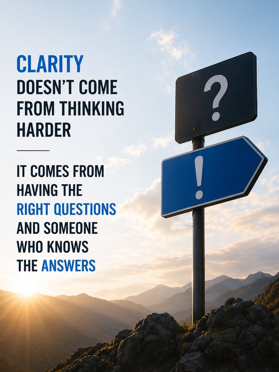 Granesh_X's tweet photo. Clarity doesn't come from thinking harder, it comes from having the right questions and someone who knows the answers.
#Clarity #RightQuestions #Guidance #Mentorship #Direction https://t.co/QjsEL2Wxtt