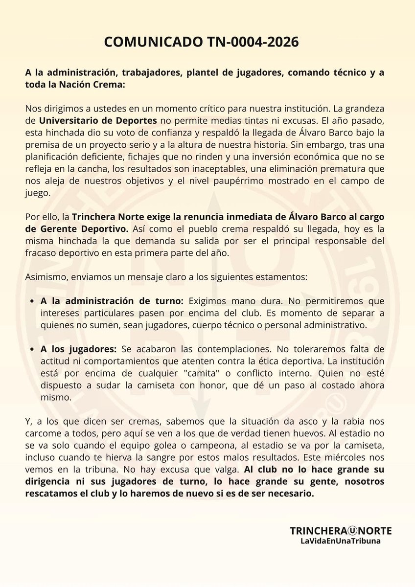 Se esperaba este momento…!!
La actitud no se negocia…
<a href="/trinchera_nort/">TRINCHERAⓊNORTE</a> 
<a href="/Universitario/">Universitario</a> 
<a href="/ImparatoVelazco/">Franco Velazco Imparato</a>