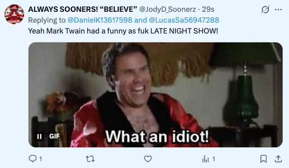DanielK13617598's tweet image. Oh man, I get a LOT of hateful replies, but this one was a beauty. 

Twain is the father of late night urban comedy. Not kind of, LITERALLY. 

These MAGATS are weak as HELL in 2026. 
@Timodc @BulwarkOnline #History #Maddow #MSNOW #JimmyKimmel