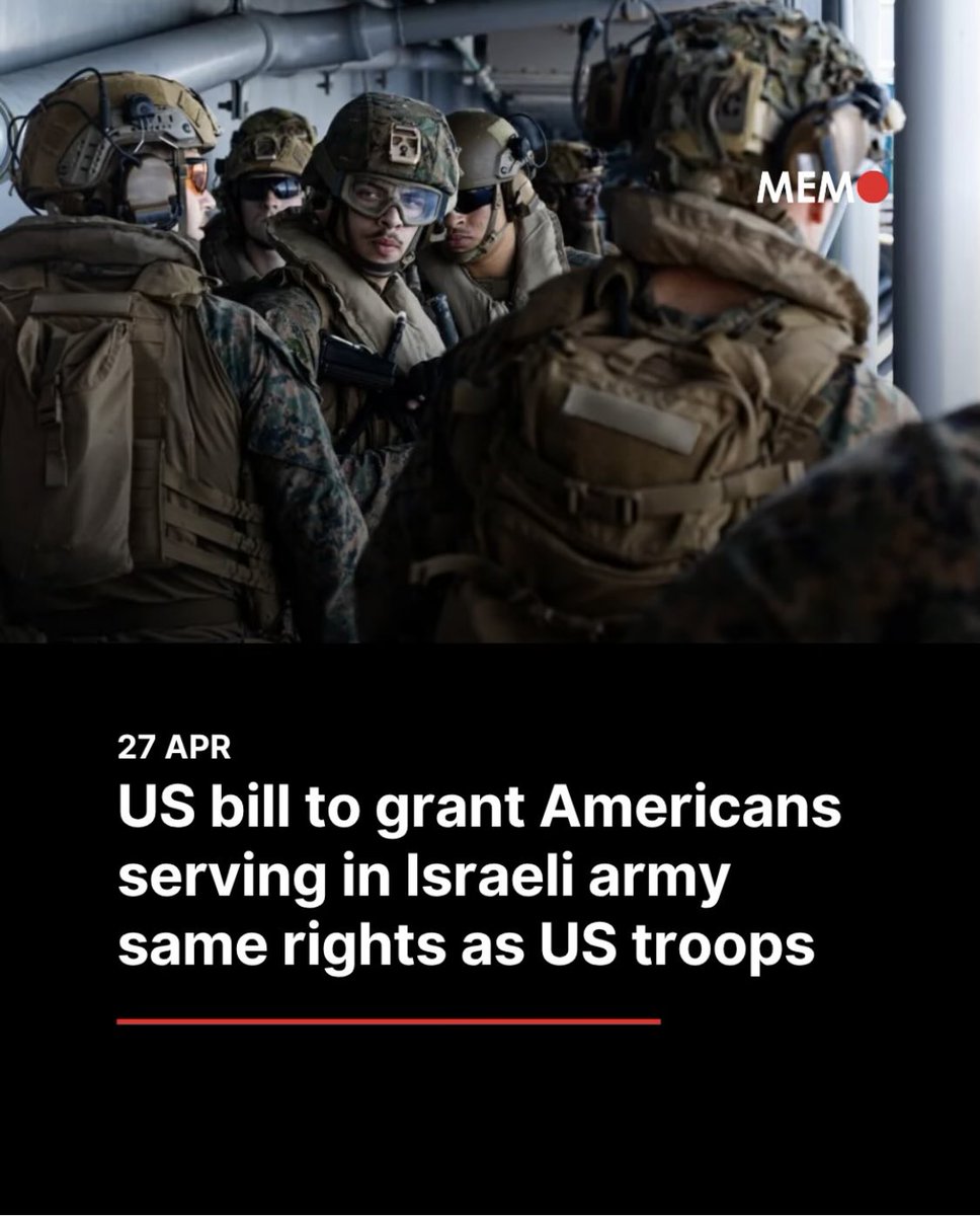 hippyygoat's tweet image. WHAT THE ACTUAL FUCK..
How much more proof do people need that America is being taken over in a bloodless coup?

US lawmakers push to grant American soldiers serving in the Israeli army the same legal protections as US troops, in a move without precedent for any other foreign