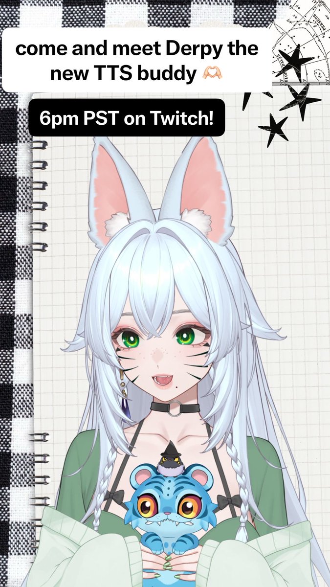 aggyboo_'s tweet image. I finally figured out how to use VTS POG to have my mascot read out my chat’s text-to-speech redemptions! Excited to try it out in tonight’s stream 🥰 #vtuber #streamer #derpy #tts