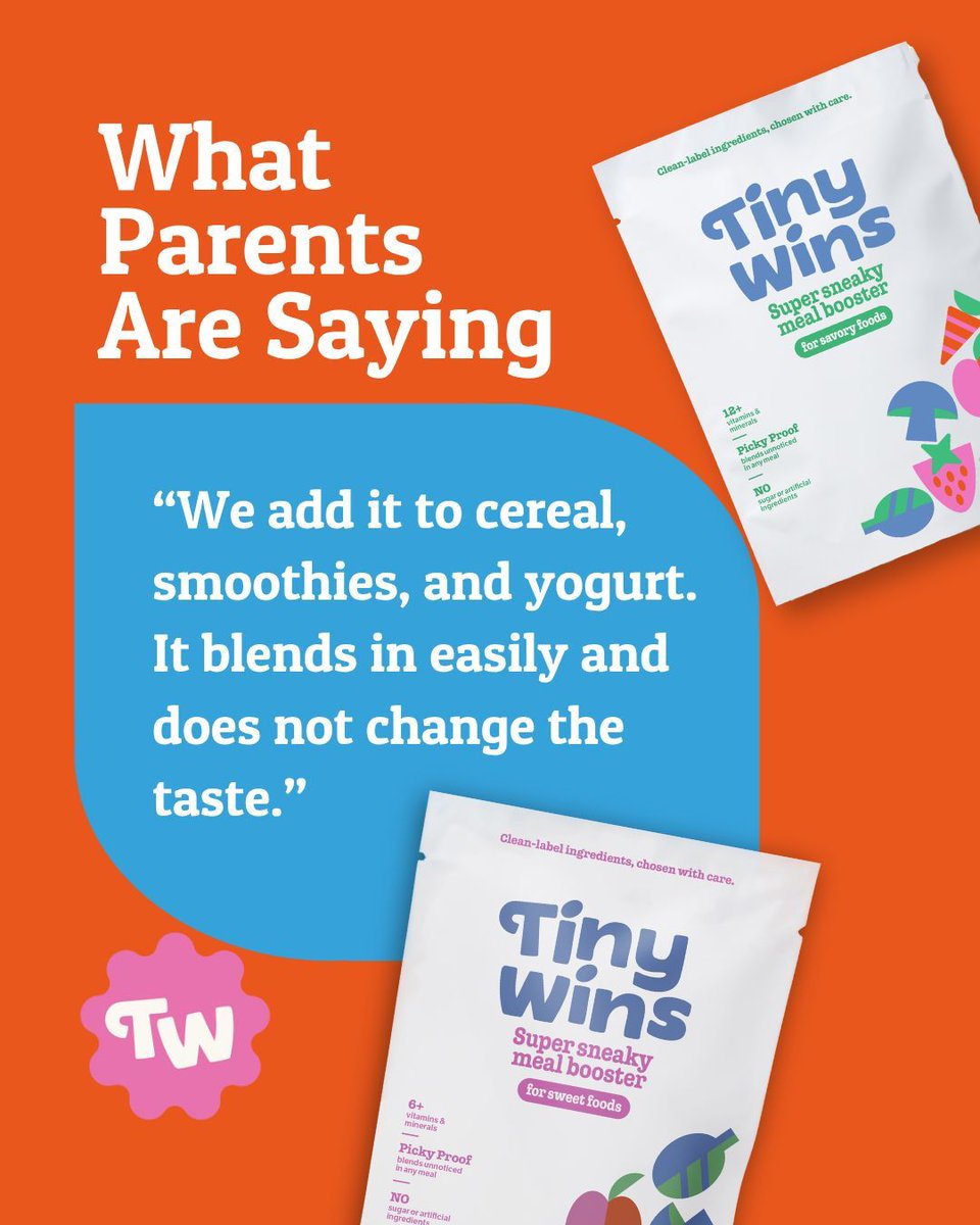 TinyWinsKids's tweet image. Making sure your child gets what they need isn’t always easy—especially when meals don’t go as planned.

Tiny Wins blends into cereal, yogurt, or smoothies with no taste changes.

A simple way to support nutrition without the stress.
#TinyWins #HealthyKids