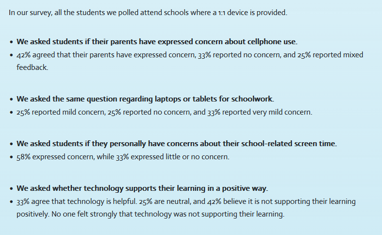 leoniehaimson's tweet image. Student poll results on #edtech use: educatorsrising.org/is-the-screen-…