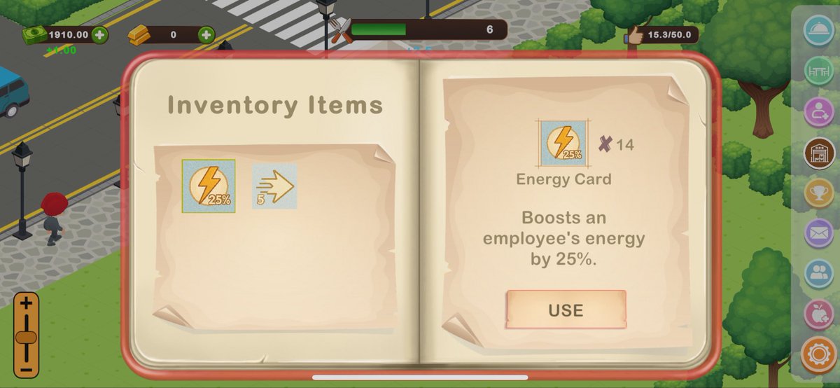 vacatowngame's tweet image. 🚀✨ New Feature Alert! ✨🚀
The Inventory System has arrived in Vacatown! 

Speed Card – Double up your workers’ speed
Energy Card – Recharge instantly and keep the fun going!

#vacatown #restaurantgame #simulatorgames #mobilegames #gamedev #game