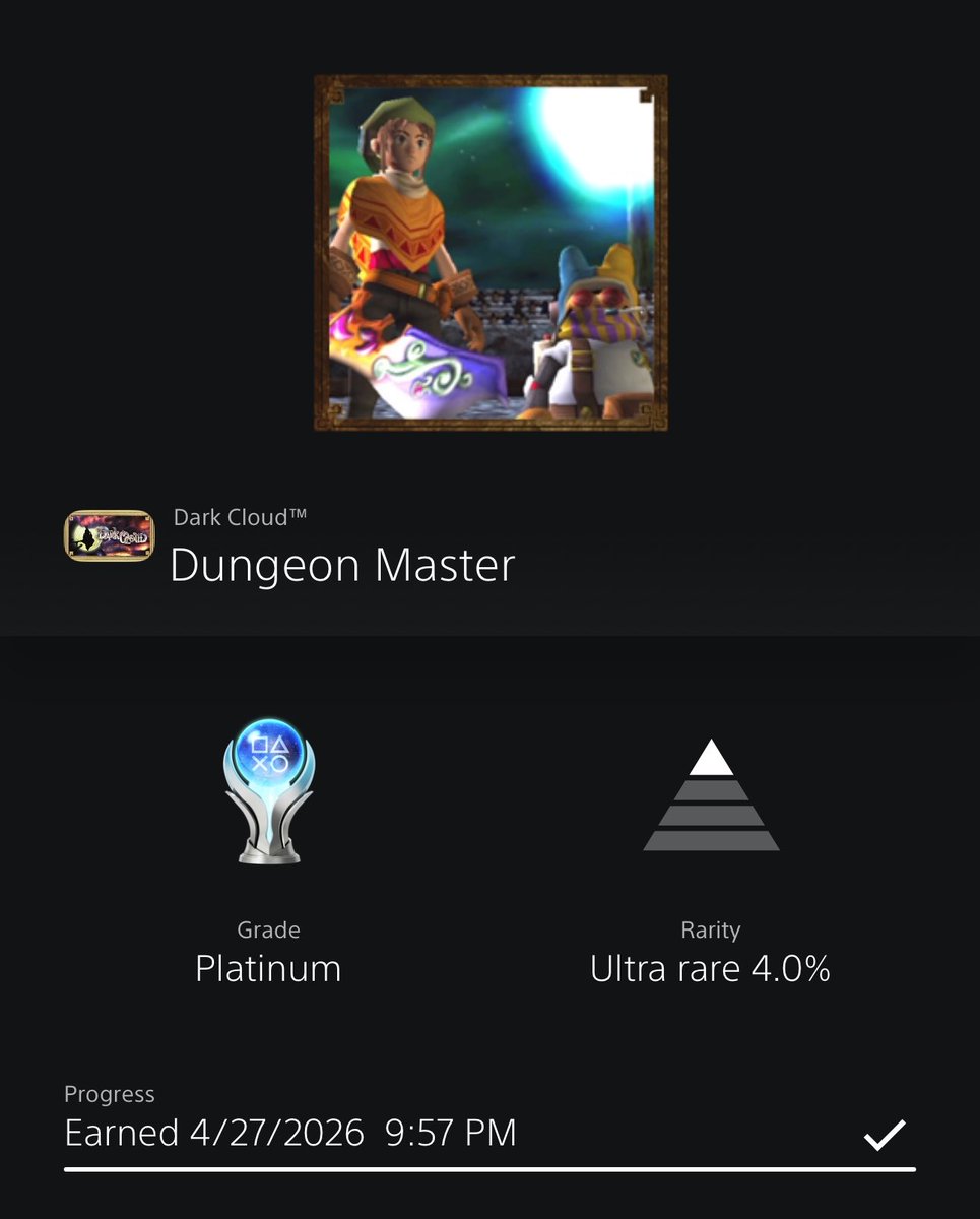 ITzZReX's tweet photo. #DarkCloud
#PlatinumTrophy https://t.co/Ff4SEvmrec