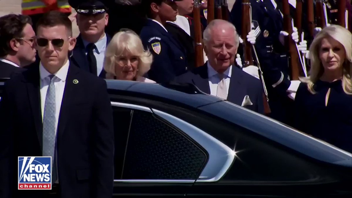 NOW: The U.S. National Anthem plays across the tarmac as King Charles III and Queen Camilla offic...