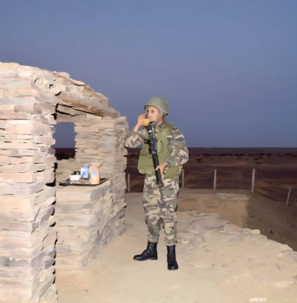 KOMARMIES's tweet image. Sentinels of the Royal #Moroccan Armed Forces 🇲🇦 on the defense line in the #Sahara, taking their Ftour during the last month of #Ramadan while fulfilling their mission. 

Respect to these brave #soldiers, deployed on the Kingdom's borders, particularly in the southern zone