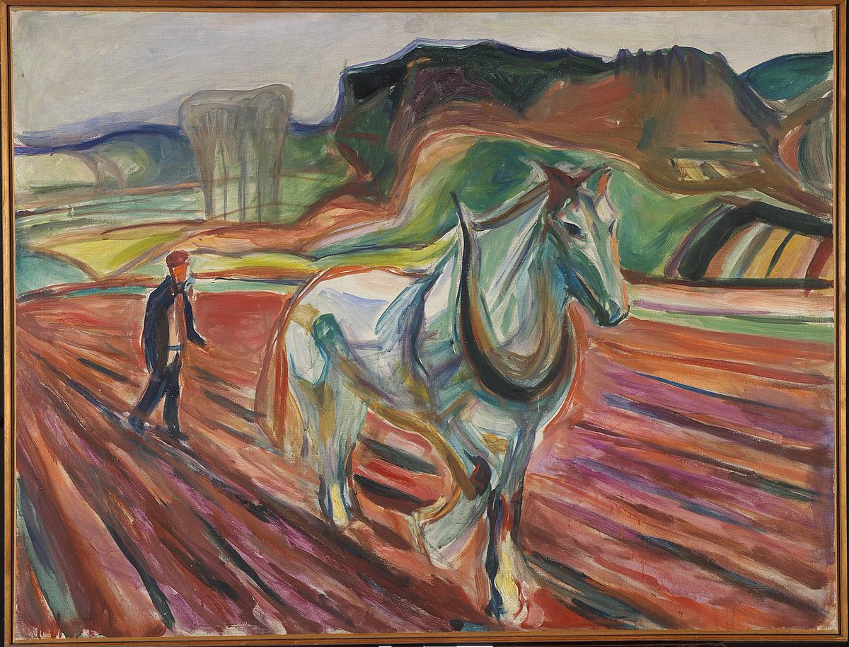 LuizSantosMusic's tweet image. Edvard Munch - 'Man Ploughing with a White Horse', 1919-1920 
#art #arts #finearts #painter