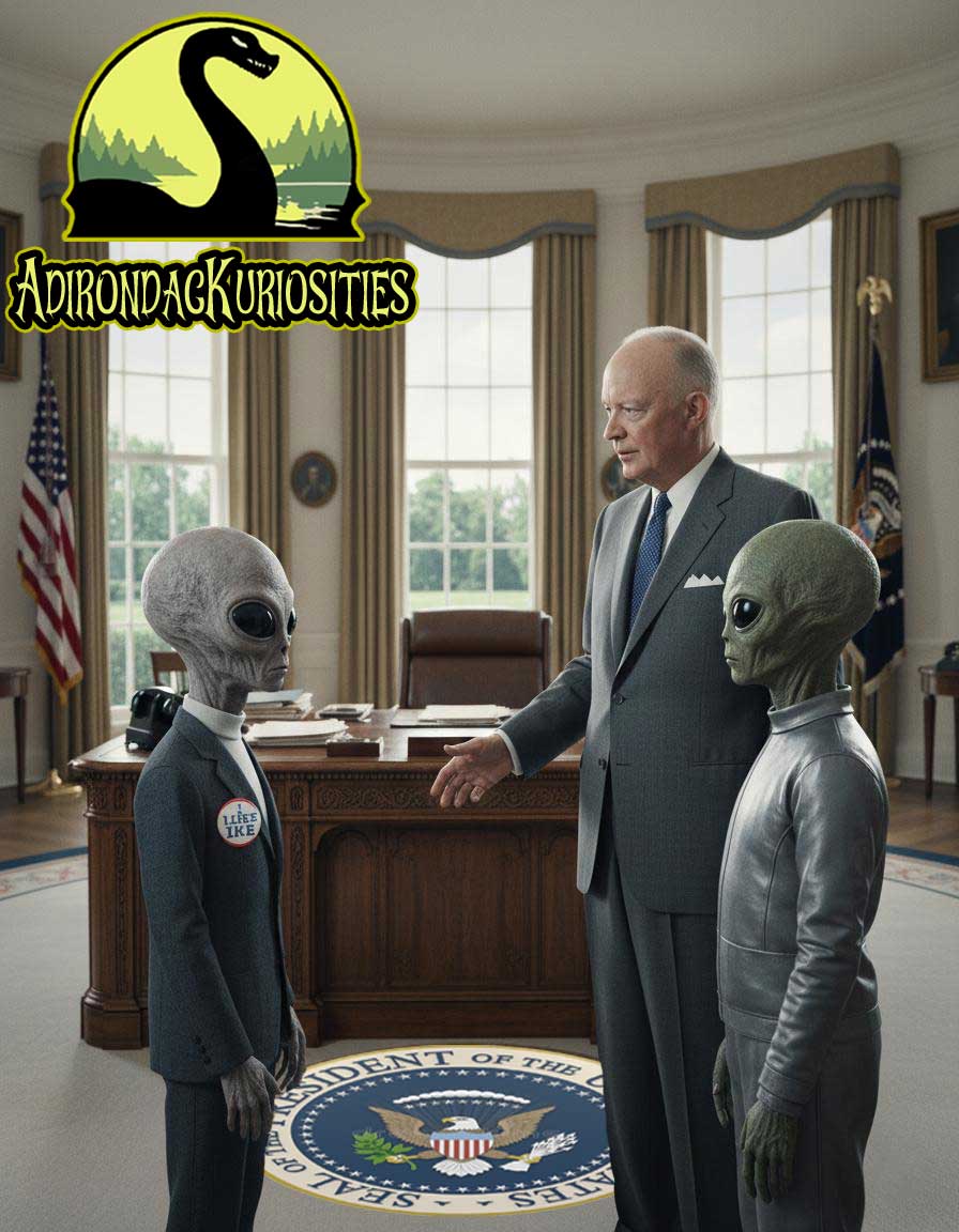 ArchangelProdu1's tweet image. Seen here with Pres Eisenhower are Ambassador Theta (L) and Supreme Planetary Leader Zeta (R). In this Oval Office ceremony  the Ambassador is assuming his duties.

#creepy #funny #cryptid #adirondackuriosities  #Champ #aliens #leprechaun #ufo #oddity #curiosity #aliens