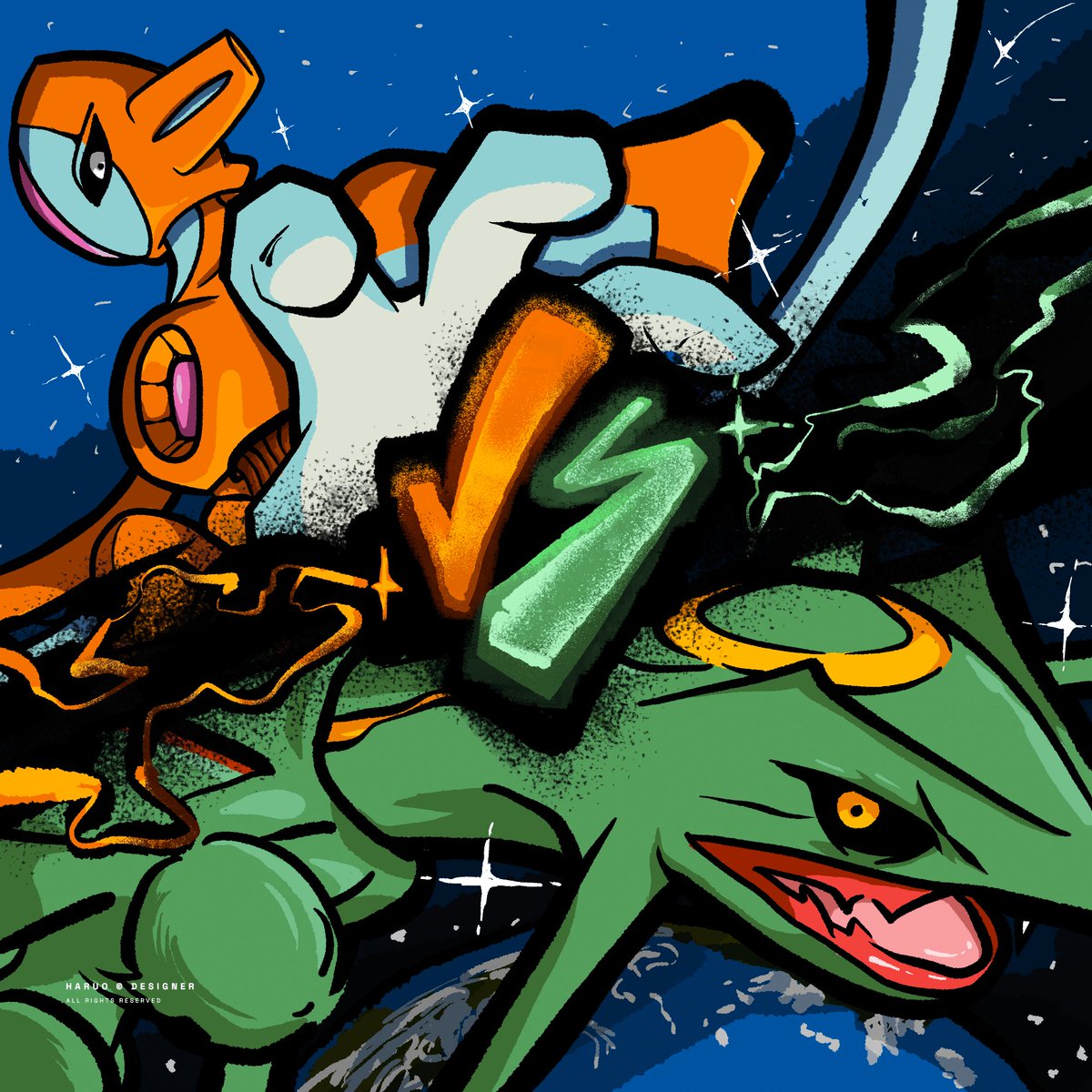 HaruMetedeira's tweet image. Fan Cover Art - Pokemon (Rayquaza Vs Deoxys)

#pokemon #coverart #geek #anime #design #art