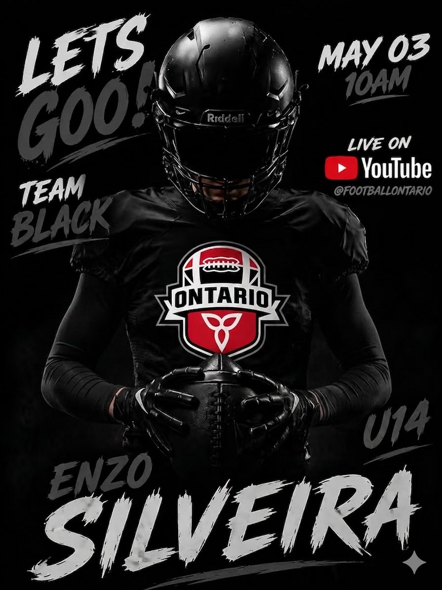 EnzoSilveiraFB's tweet image. U14 @FootballOntario Roster announced tonight. Lets gooo Team Black. Enzo #linebacker @Queens_Football #ALLIN