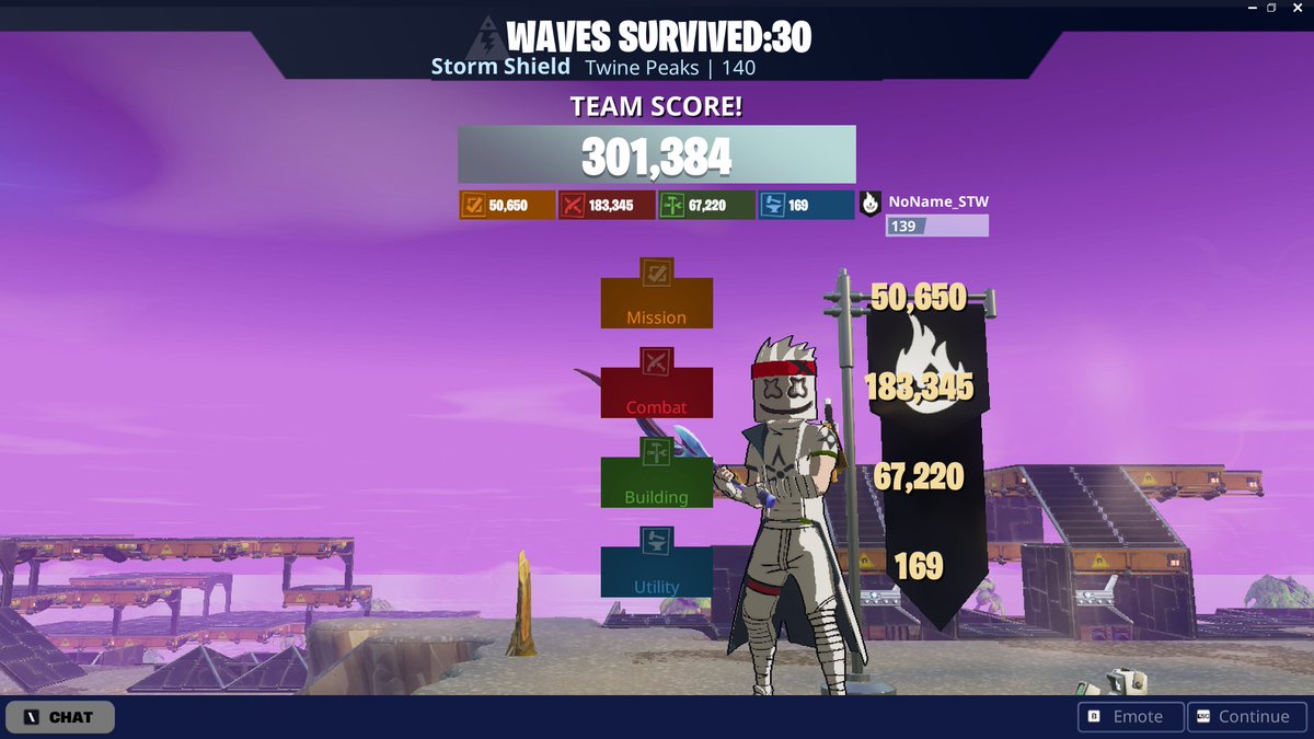NoName_STW's tweet photo. STW Progress: 
- I reached  PL 139. 💪
- I completed Twine Peaks Endurance 30 waves solo again, mostly AFK (with the exception of Waves 25 &amp; 27).
- I completed Scurvy Shoals Ventures.  

#Fortnite #FortniteSTW #SavetheWorld

https://t.co/pGbI2tmTf5 https://t.co/C0BYYbGQgJ