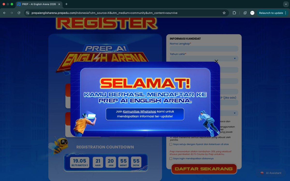 sourvive's tweet photo. In this economy, kapan lagi bisa free mock test IELTS/TOEIC? 😭

Terus kalau masuk top score bisa bawa pulang hadiah sampai 100 juta???

Yup, bener banget. Prep Edu lagi ngadain kompetisi mock test IELTS/TOEIC dengan total hadiah sampai 100 juta. Buat yang lagi pengen upgrade skor atau sekadar test kemampuan, ini literally no reason buat skip.

👉🏻 Daftar disini: https://t.co/gYZ57ULfYo 

Gak usah ditunda, langsung daftar aja, GRATIS. Serius, kapan lagi ada kompetisi dengan hadiah segede ini?