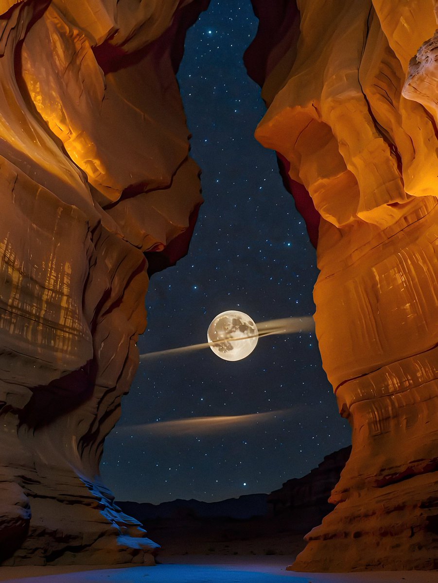 the moon dressed like saturn..