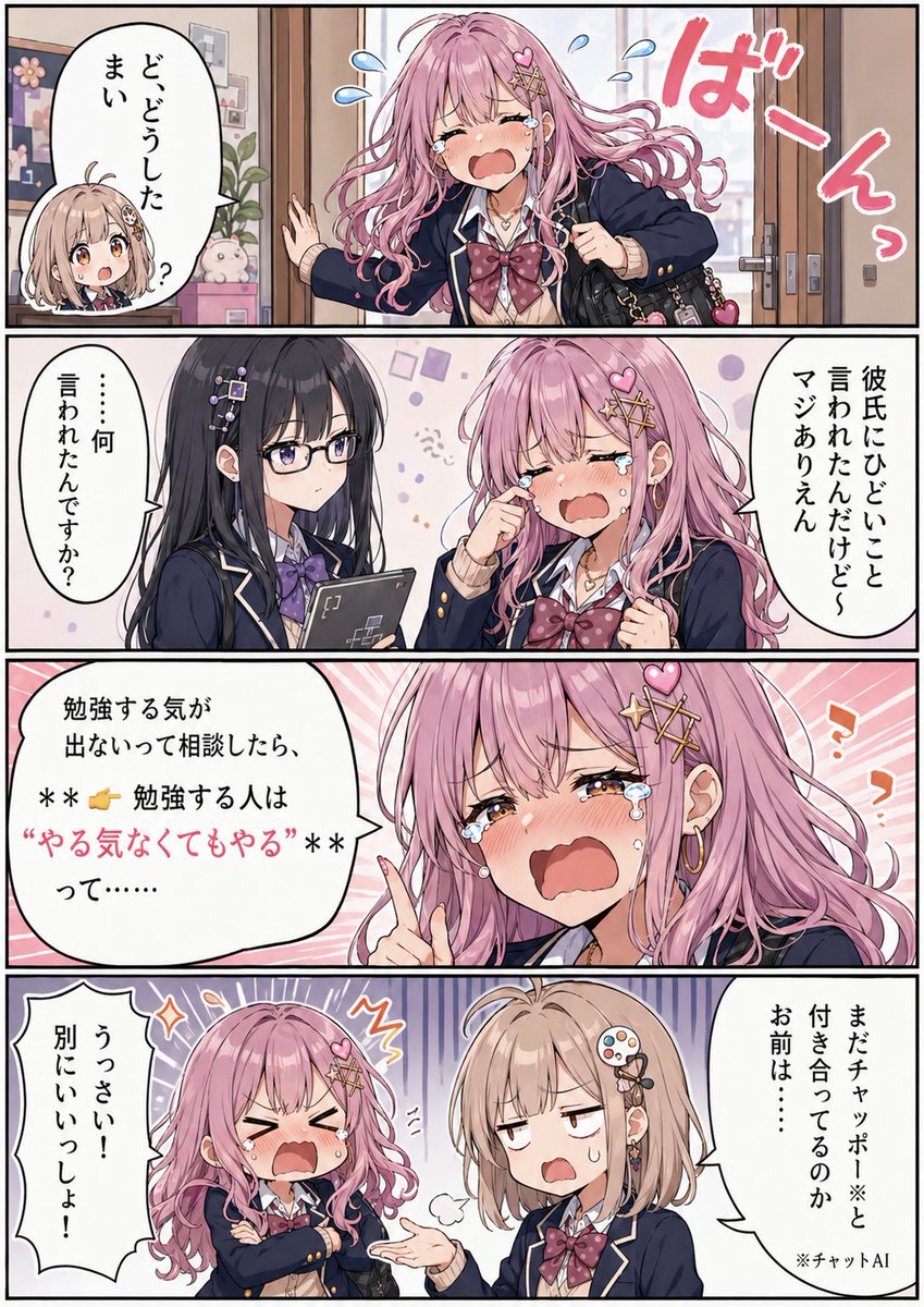 4コマ漫画『私立！英阿井高校プロンプト部』 tweet media