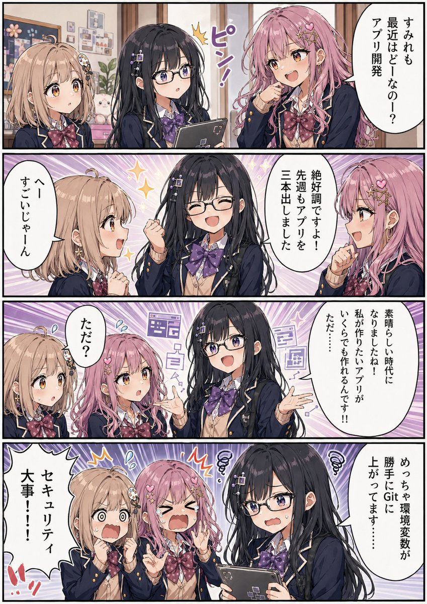 4コマ漫画『私立！英阿井高校プロンプト部』 tweet media