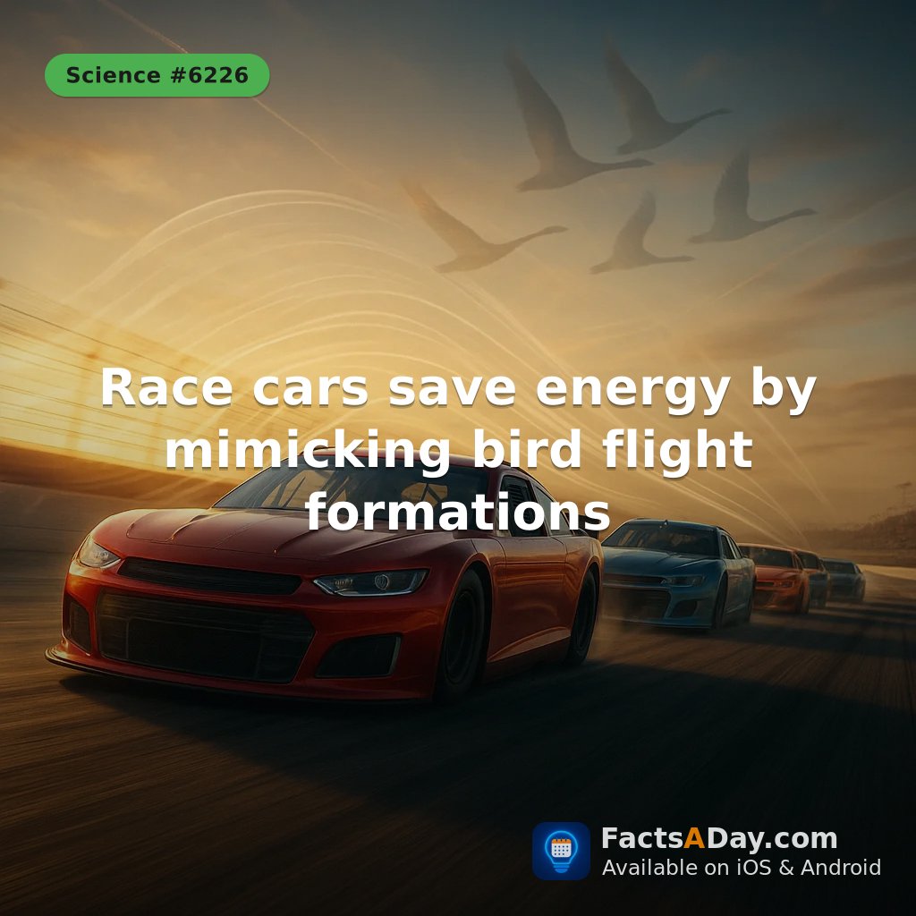 FactsaDayApp's tweet image. Race cars save energy by mimicking bird flight formations

🔗 factsaday.com/en/fact/6226/r…

#science #facts #didyouknow #funfacts #formations #mimicking