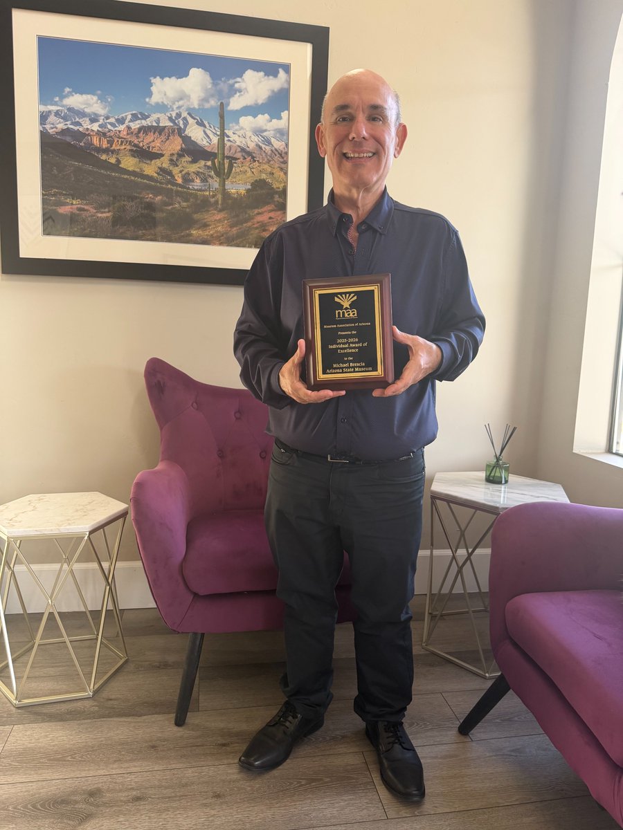 AZStateMuseum's tweet photo. Congrats to ASM's Dr. Michael Brescia on receiving the Museum Association of Arizona’s (MAA) Individual Award of Excellence, presented “to a museum professional who has exhibited leadership qualities by achieving excellence in their work in a museum." https://t.co/rQ38lW1Ofc