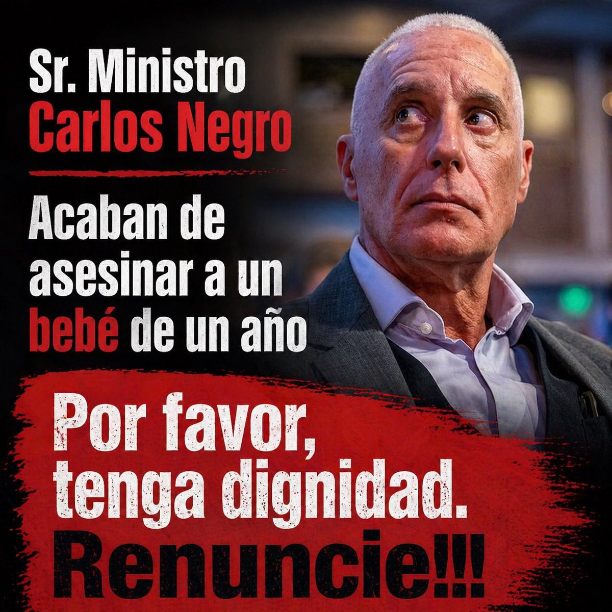ElBagualBolso's tweet photo. Acaban de asesinar a un bebé de 1 año.
Baaaastaaaa!!!
Por favor, renuncie, no se puede más
#RenuncaNegro https://t.co/7PnGhfDo9I