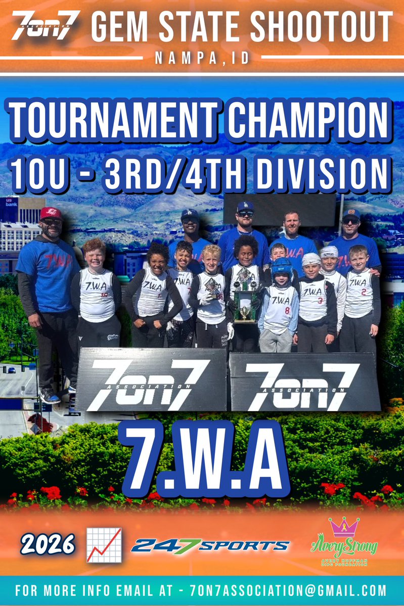 The7on7NW's tweet image. Another Great Weekend At @The7on7NW 2026 Gem State Shootout. Congrats To The (10U) Tournament Champion 🏈📈

🏆 7.W.A 🏆 

Way To Compete &amp;amp; Get Better This Weekend #Bravery #AveryStrong ‼️

the7on7association.com