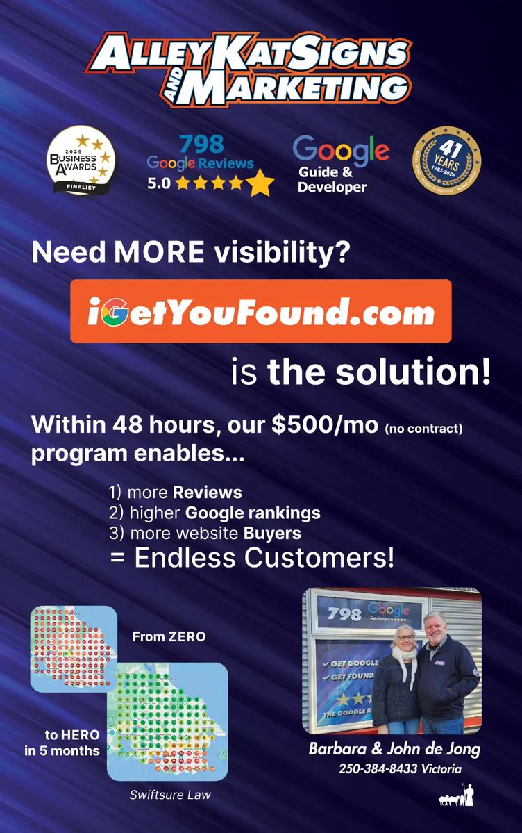 TSG_Canada's tweet image. Alley Kat Signs &amp;amp; Marketing
📞250.384.8433
alleykatsigns.com

🪧Come see Alley Kat Signs &amp;amp; Marketing for all your digital marketing, web design, &amp;amp; sign needs in Victoria!

🌎Victoria

#shepherdsguide #christianbusiness #alleykatsignsandmarketing #webdesign #digitalmarketing