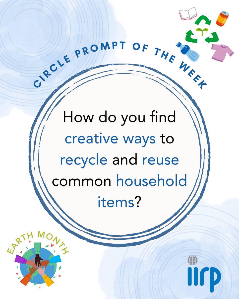 iirpgradschool's tweet image. 🌎 We're closing out Earth Month with a new circle prompt!

🫧 We asked our staff how they reuse their common household items. Swipe to learn more and get inspired!

#IIRP #RestorativePractices #Circles #LifeSkills #Connection #Community #EarthMonth #EcoFriendly