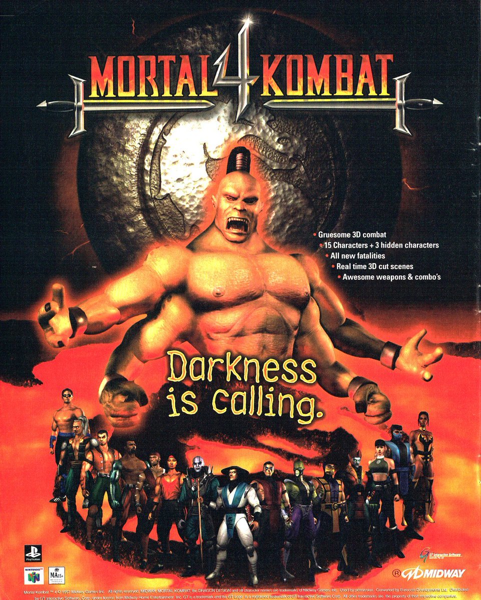 RetroEvery's tweet image. 🔥 Mortal Kombat 4 1997 –  Midway went OFF with the first 3D MK. New fatalities, weapons, real-time cutscenes – this is the one that took the series to the next dimension.  Drop your favorite MK4 memory 👇  #MortalKombat #MK4 #RetroGaming #90sGaming #ThrowbackThursday