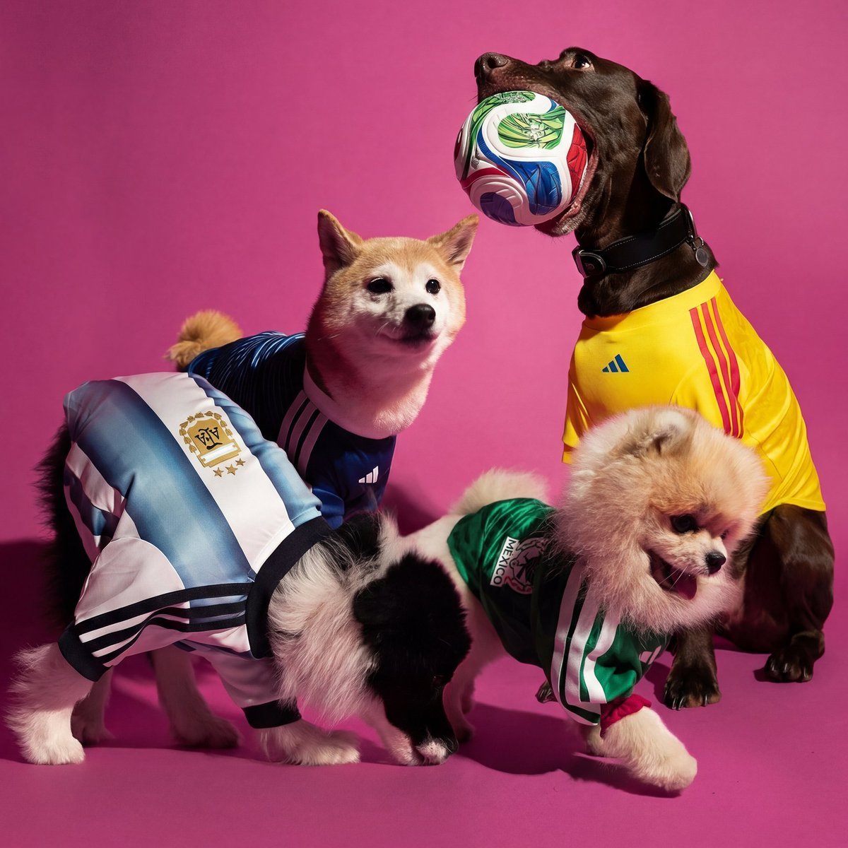¡Lomitos futboleros! 🐶 Adidas saca una colección de mercancía oficial con temática del Mundial 2026. 🇲🇽