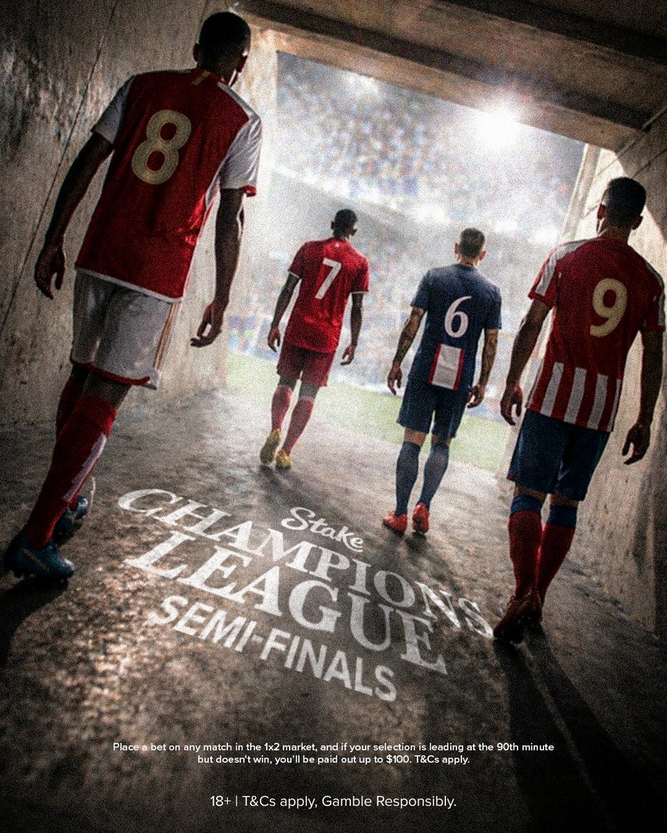 Stake's tweet image. Semi-finals of the Champions League kick off tonight ⚽️

Who are you backing in the first leg?