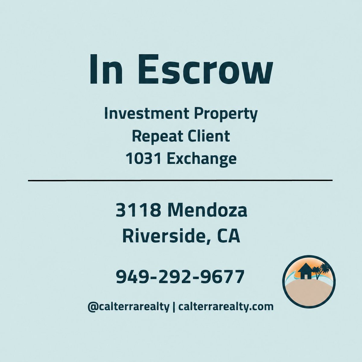 CalterraRealty's tweet photo. Pleased to announce that we’ve officially opened escrow!
An incredible investment property secured through a 1031 exchange for a repeat client. Always grateful for the continued trust.
If you’re looking to buy, sell, or invest, let’s make it happen!
#inescrow #1031exchange #investmentproperty