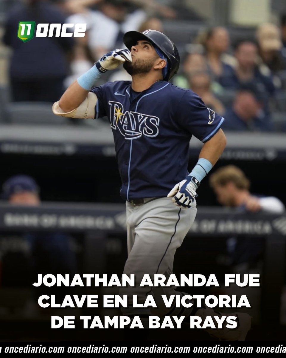 oncediariomx's tweet image. JONATHAN ARANDA SUMÓ SU SÉPTIMO CUADRANGULAR ⚾️🇲🇽

#TampaBayRays remontó 3-2 a #ClevelandGuardians y se llevó el primer juego de la serie en la #MLB.

📌El mexicano concretó un jonrón en la octava entrada y empató el encuentro, que posteriormente terminaría ganando con un