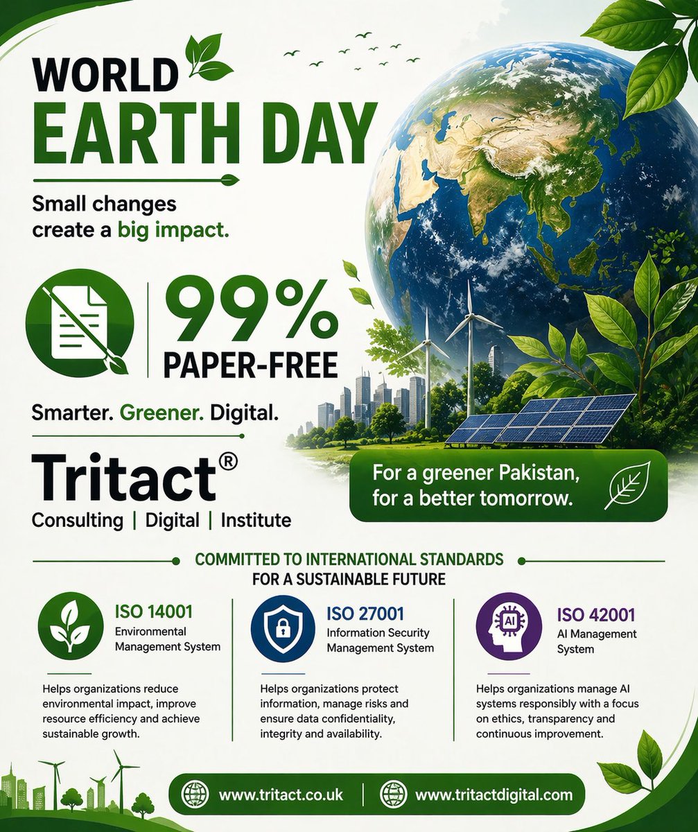 tritactltd's tweet image. 🌍 World Earth Day

Small changes create a big impact.

Tritact® is 99% paper-free, enabling smarter, greener, and more efficient operations.

#WorldEarthDay #Sustainability #GoPaperless #DigitalTransformation #TritactSustainabilityCampaign