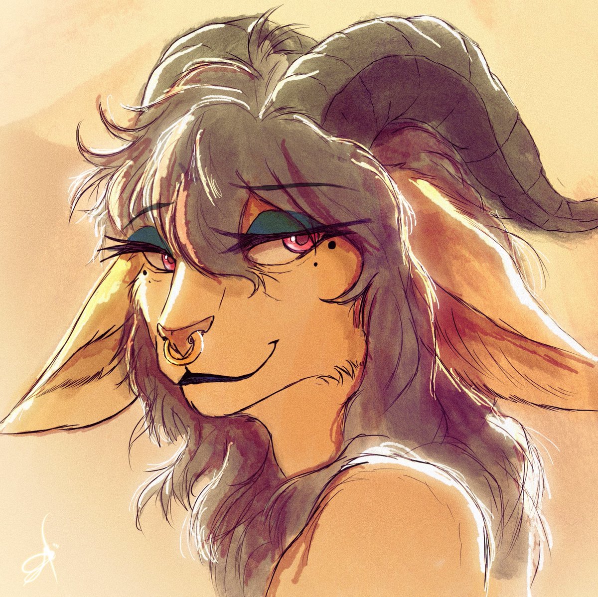 ZidaneMina's tweet image. "His beauty is beyond words. If you are blessed with the blue lord's favor, you're the luckiest one alive..."

A quick portrait of Zerthinan 

#caprine #furryart #anthroart #avianart #anthrocaprine #caprinecharacter #zidanemina #ram #art #artwork #sketch