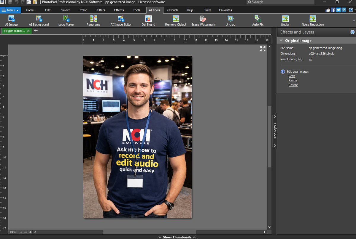 nchsoftware's tweet image. Should we employ him?  😅

Create or enhance images so easy with built-in AI features- PhotoPad Photo Editing Software. 
Download the free test version here: 
nchsoftware.com/photoeditor/ai… #AI #imagecreation #photoediting #freeversion