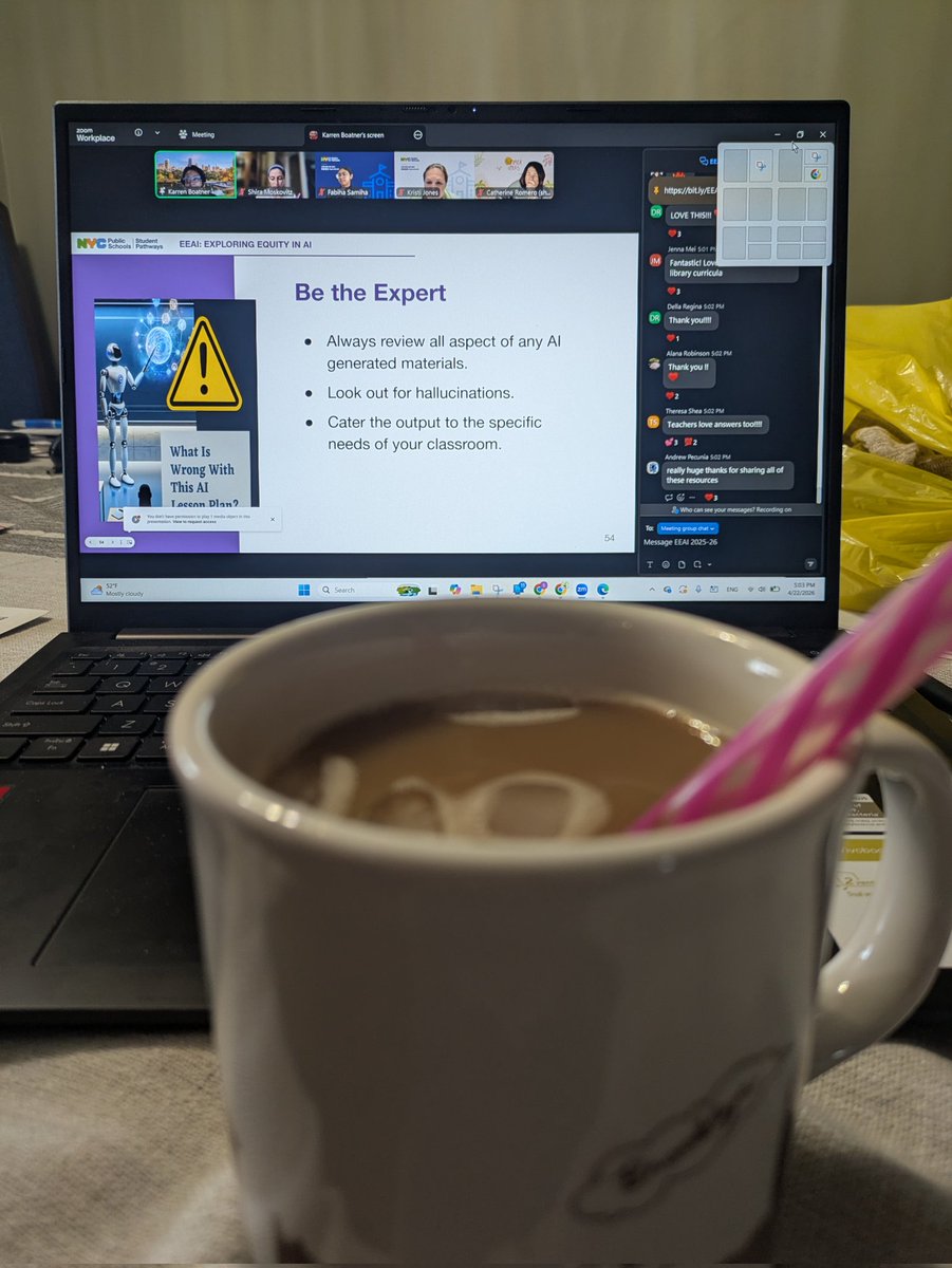 InClassWithMrsM's tweet photo. The weightless AI myth is over. From electricity demands and data centers diverting water to the ewaste of hardware the physical footprint is real. We need to move beyond banning/using and empower students to be conscious tech consumers. Great session with @Karren_Boatner  #EEAI https://t.co/9dMBBYlBmc