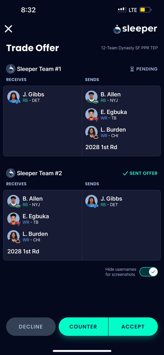 DoozyMUT's tweet photo. @DynastyZoltanFF just got offered Gibbs is this a smash accept ? https://t.co/J02nGrntAR