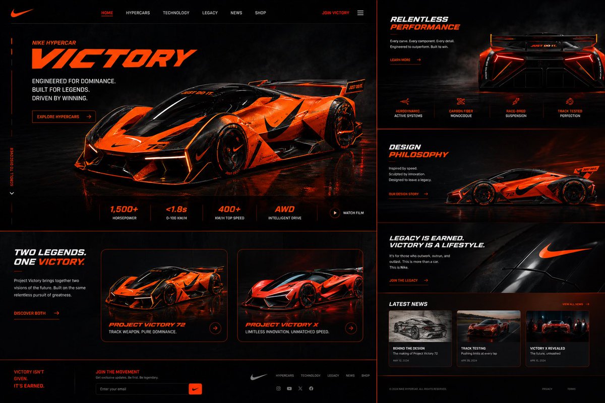 tawakalstudio_'s tweet image. What if Nike took over the automotive industry?🏎️

Designed two concept cars and keys inspired by Nike's DNA + a homepage to match.
Web design meets creative vision.
#Design #Nike #ConceptCar #WebDesign #UIUXDesign #CreativeDirection
