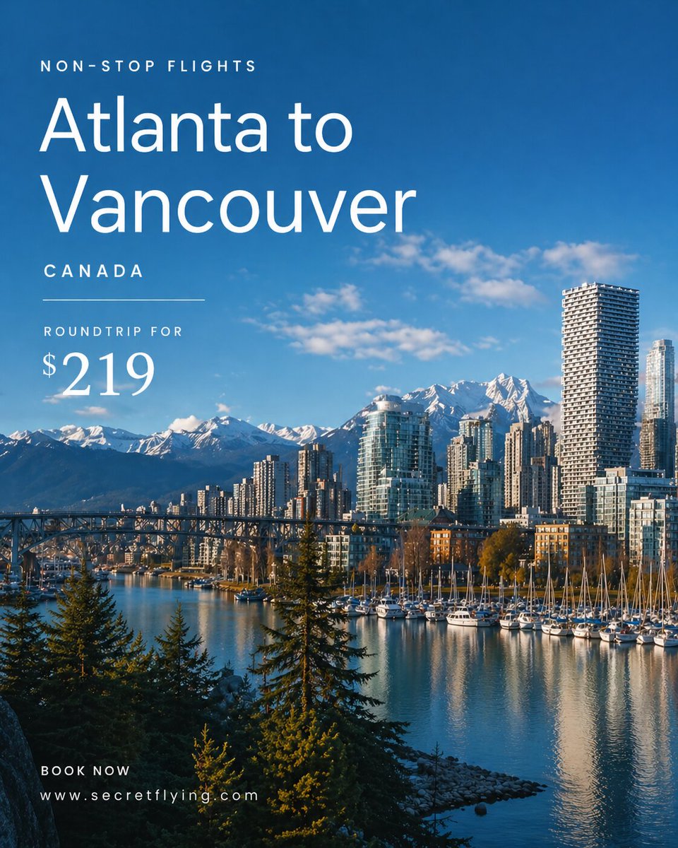SecretFlying's tweet image. Non-stop from #Atlanta to Vancouver, Canada for only $219 roundtrip #Travel

secretflying.com/posts/atlanta-…