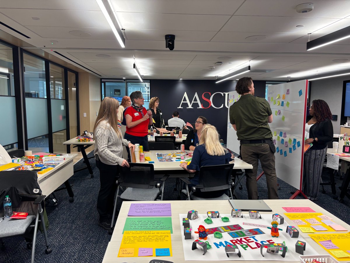 AASCU's tweet image. Last week, AASCU convened 12 institutions in Washington, D.C., for an SSEI Innovation Sprint focused on reimagining #StudentSuccess. In just two days, teams used design thinking to co-develop solutions and received seed funding to pilot their ideas on campus.

#HigherEd