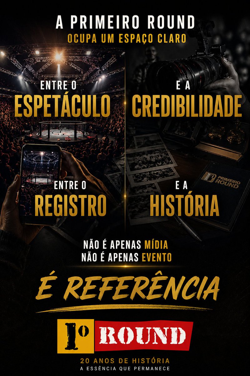 PrimeiroRound's tweet image. Duas décadas registrando o que realmente importa nas artes marciais. Mais que presença, consistência. Mais que momento, construção. É referência. #MMA #UFC #muaythai #boxe #jiujitsu #jornalismo